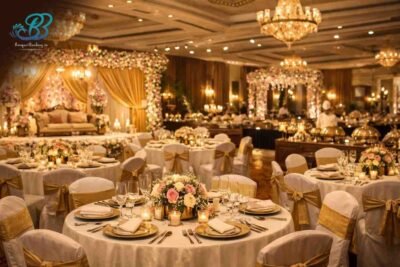 Wedding banquet hall in Delhi showing event space and seating
