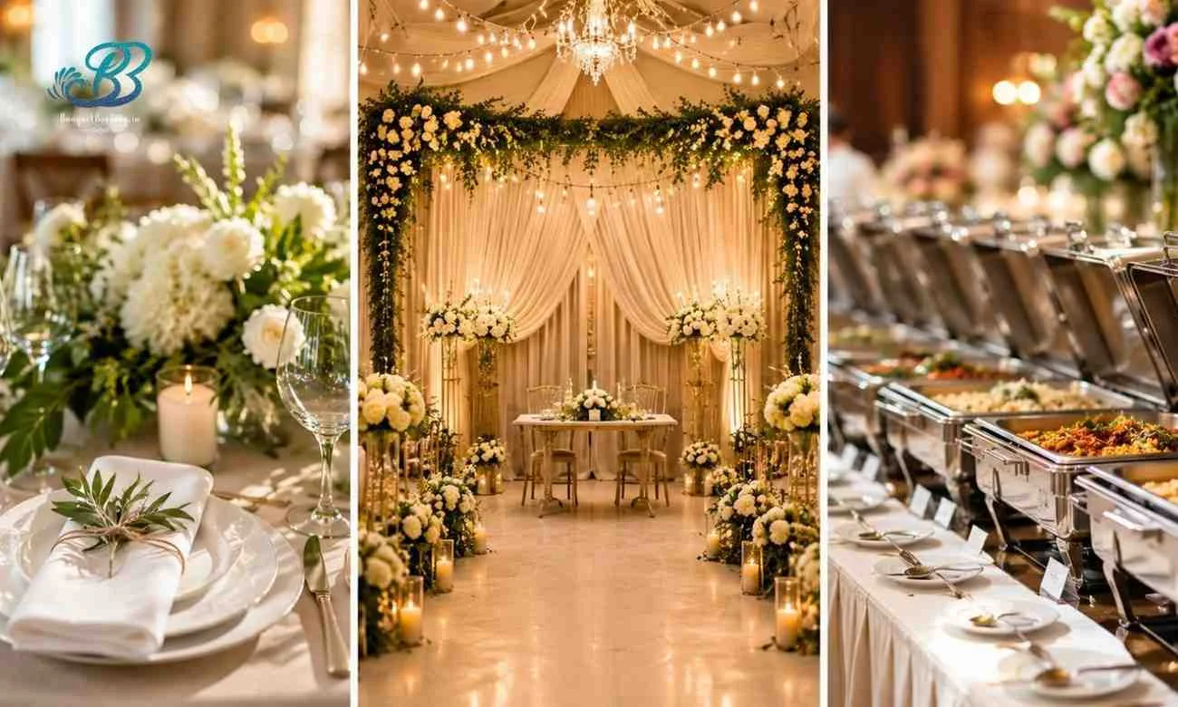 Event planner coordinating catering setup, venue decoration, and table arrangements for a perfectly organized celebration.